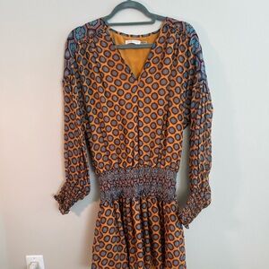 Ramy Brook Long Sleeve Dress in Orange and Blue